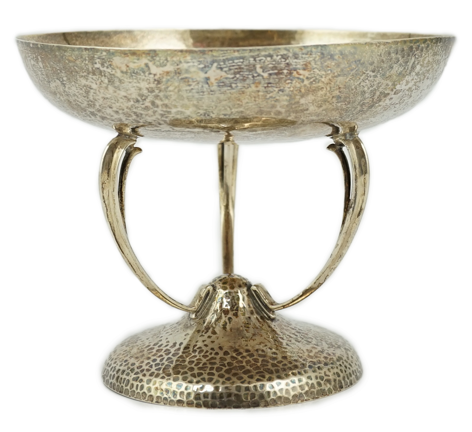 A George V Arts & Crafts planished silver tazza, by Pearce & Sons